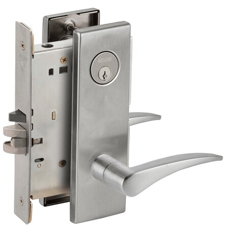 Schlage Grade 1 Entrance Office Mortise Lock, Conventional Cylinder, S123 Keyway, 12 Lever, N Escutcheon, Sa L9050P 12N 626 LH